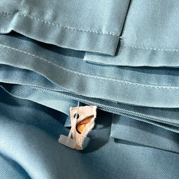 NWOT Talbots Womens 10 Blue Silk Wool Blend Blouse Button Up V Neckline Elegant - Picture 8 of 12